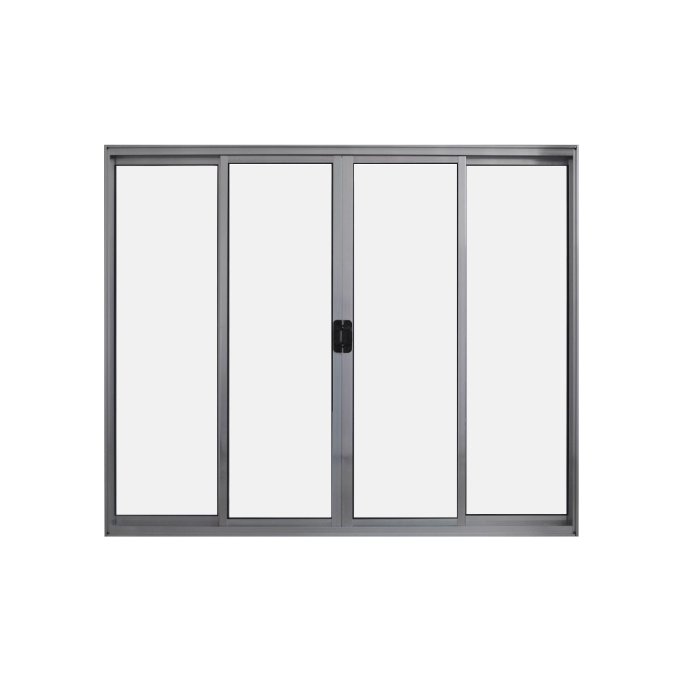 Janela De Correr 4 Folhas S/ Grade Aluminio Brilhante 1.00 X 2.00 Linha Modular - Hale
