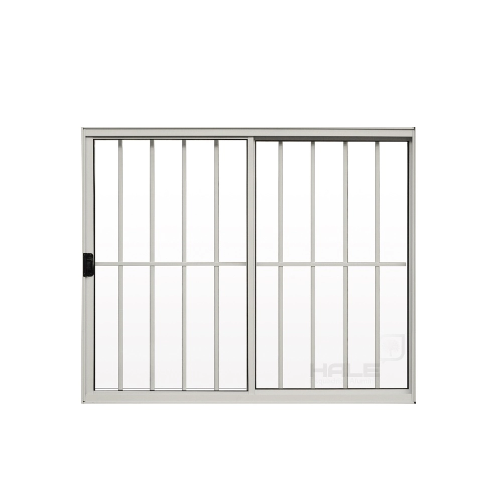 Janela De Correr 2 Folhas C/grade Alumínio Branco 1.00 X 1.50 Linha Modular - Hale
