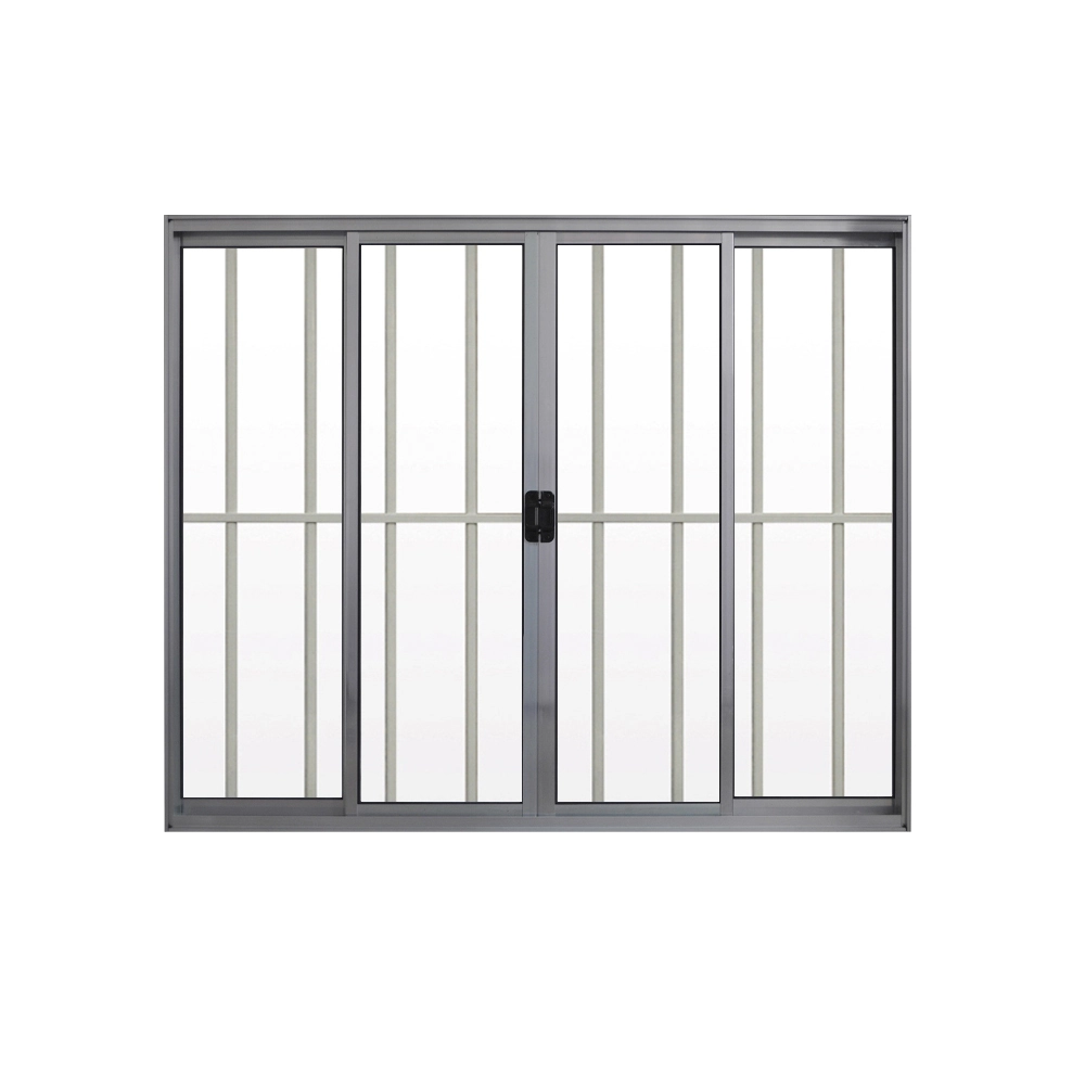 Janela De Correr 4 Folhas C/ Grade Aluminio Brilhante 1.00 X 1.20 Linha Modular - Hale