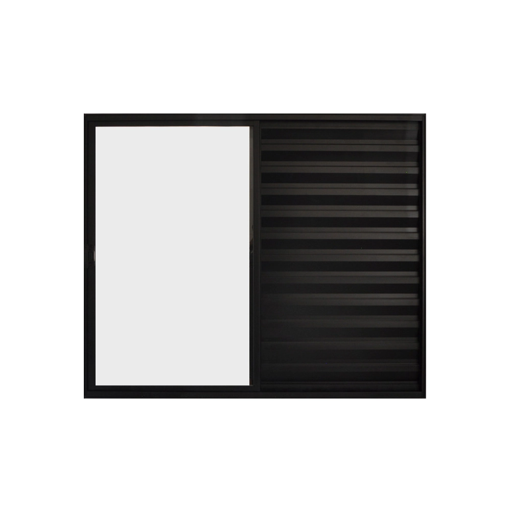 Veneziana De Correr 3 Folhas S/grade Aluminio Preto 1.00 X 1.00 Linha Modular - Hale