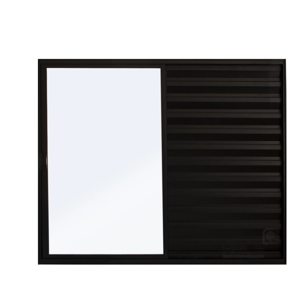Veneziana De Correr 3 Folhas S/grade Aluminio Preto 1.00 X 1.50 Linha Modular - Hale