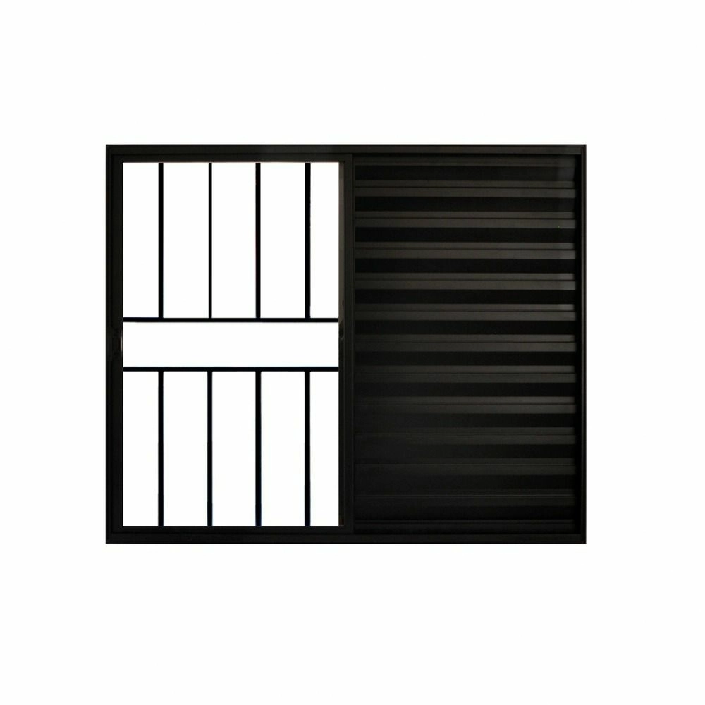 Veneziana De Correr 3 Folhas C/grade Aluminio Preto 1.00 X 1.50 Linha Modular - Hale