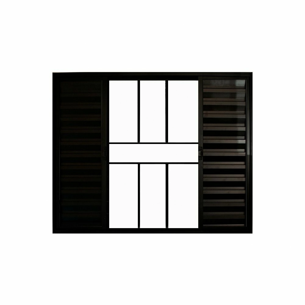 Veneziana De Correr 6 Folhas C/grade Aluminio Preto 1.00 X 1.50 Linha Modular - Hale