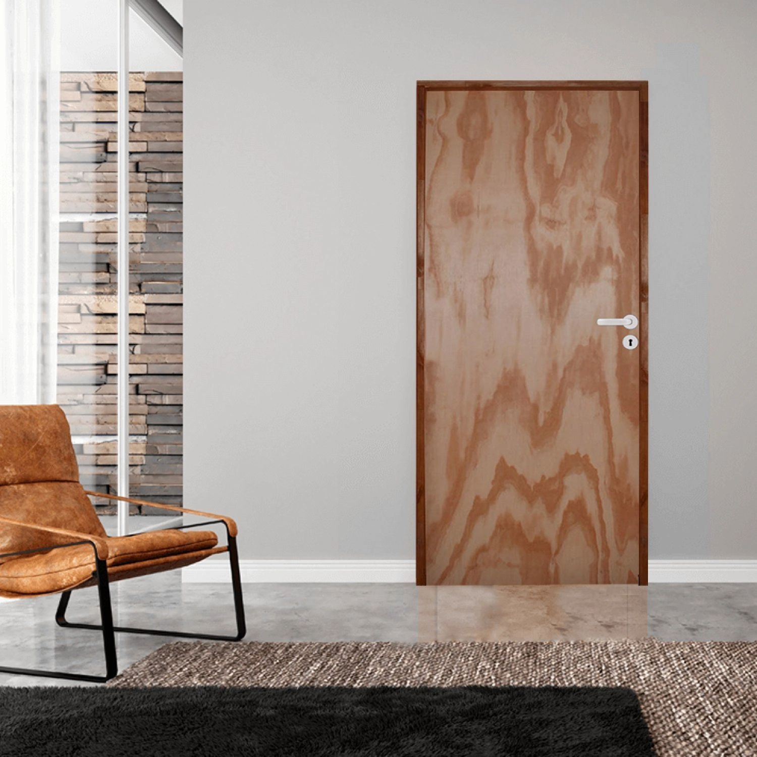 Kit Porta De Madeira 210x70cm Batente 11cm Fechadura Stilo Rodam Abertura Esquerda Mescla