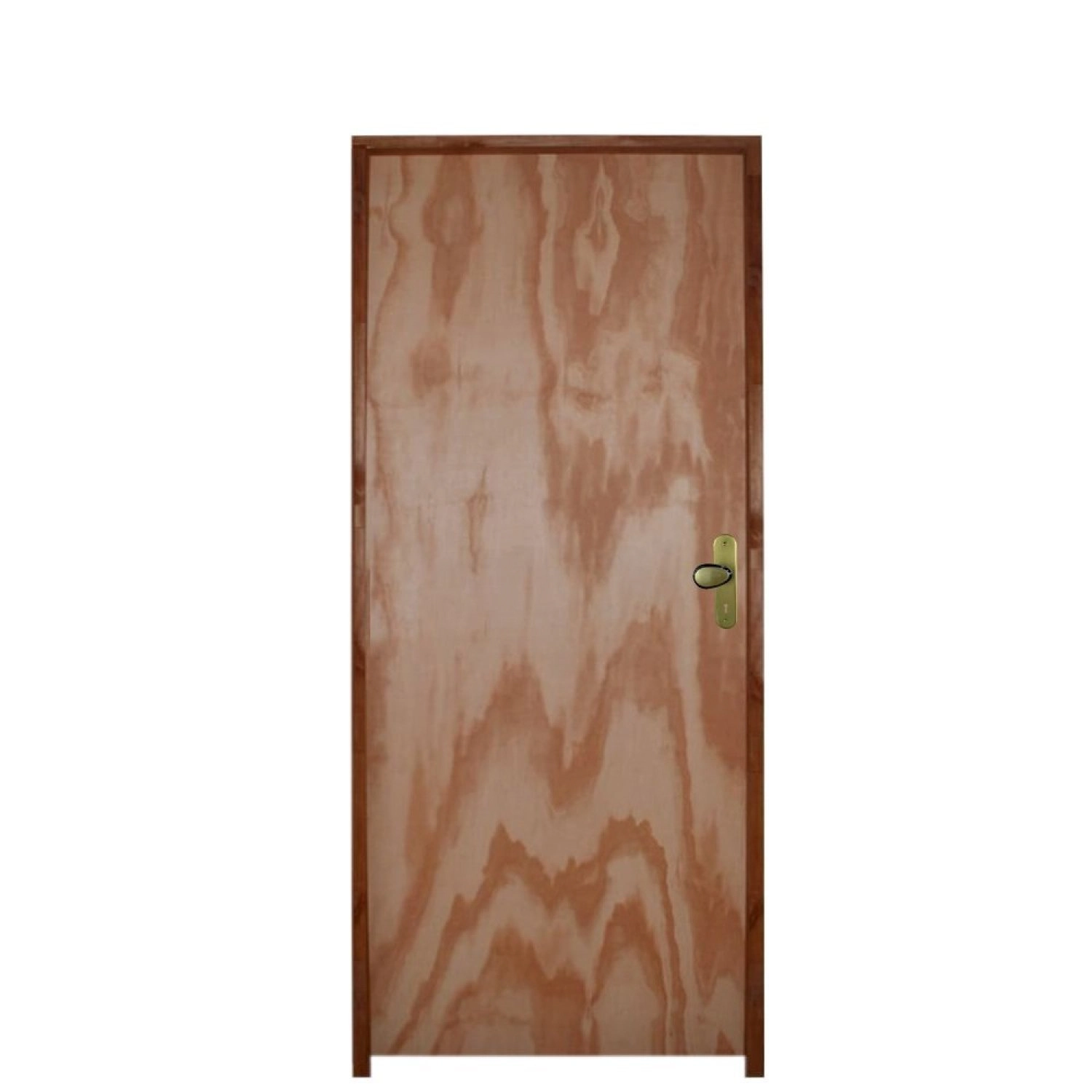 Kit Porta De Madeira 210x60cm Batente 14cm Fechadura Golf Rodam Abertura Direita Mescla