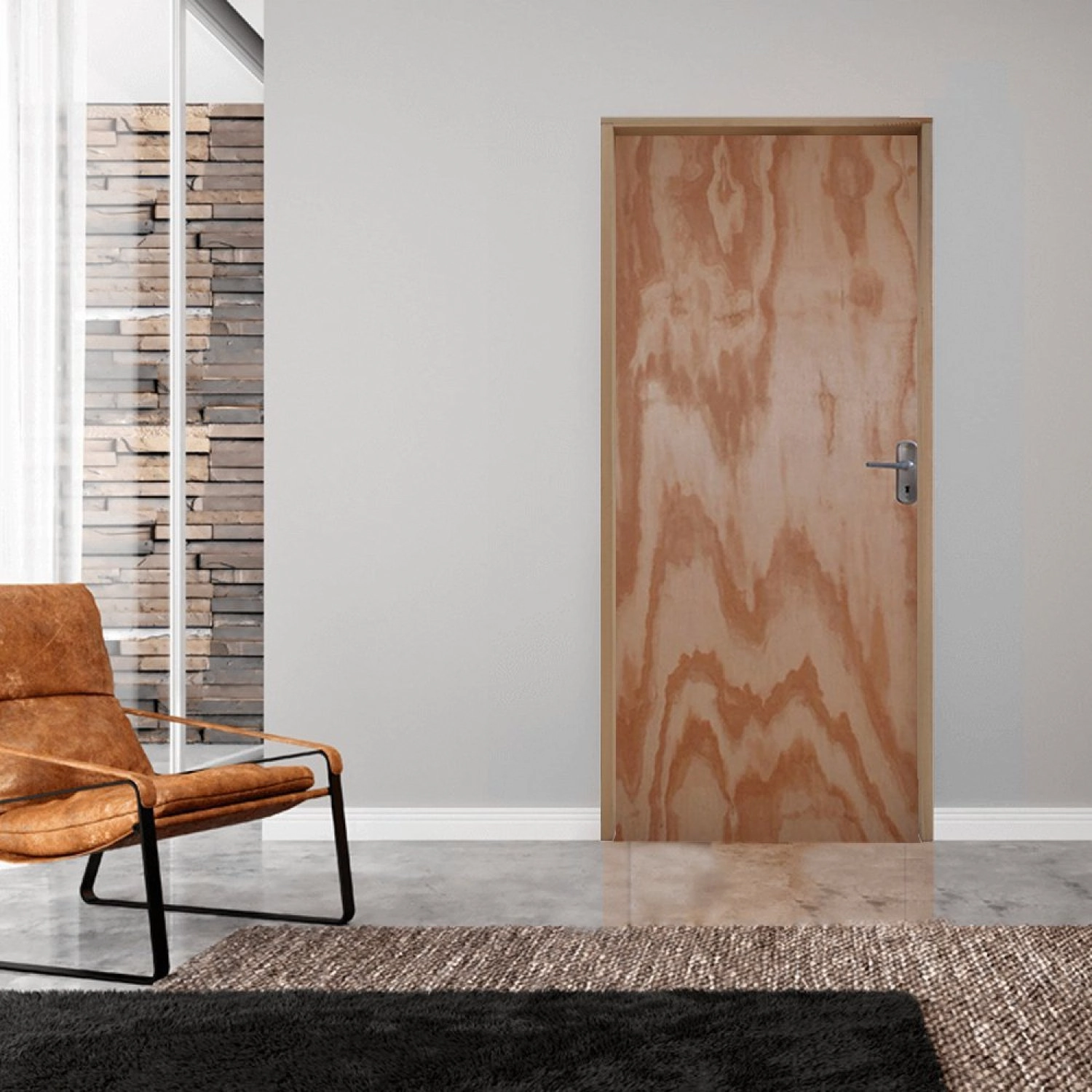 Kit Porta De Madeira 210x70cm Batente 11cm Fechadura Alavanca Rodam  Mescla