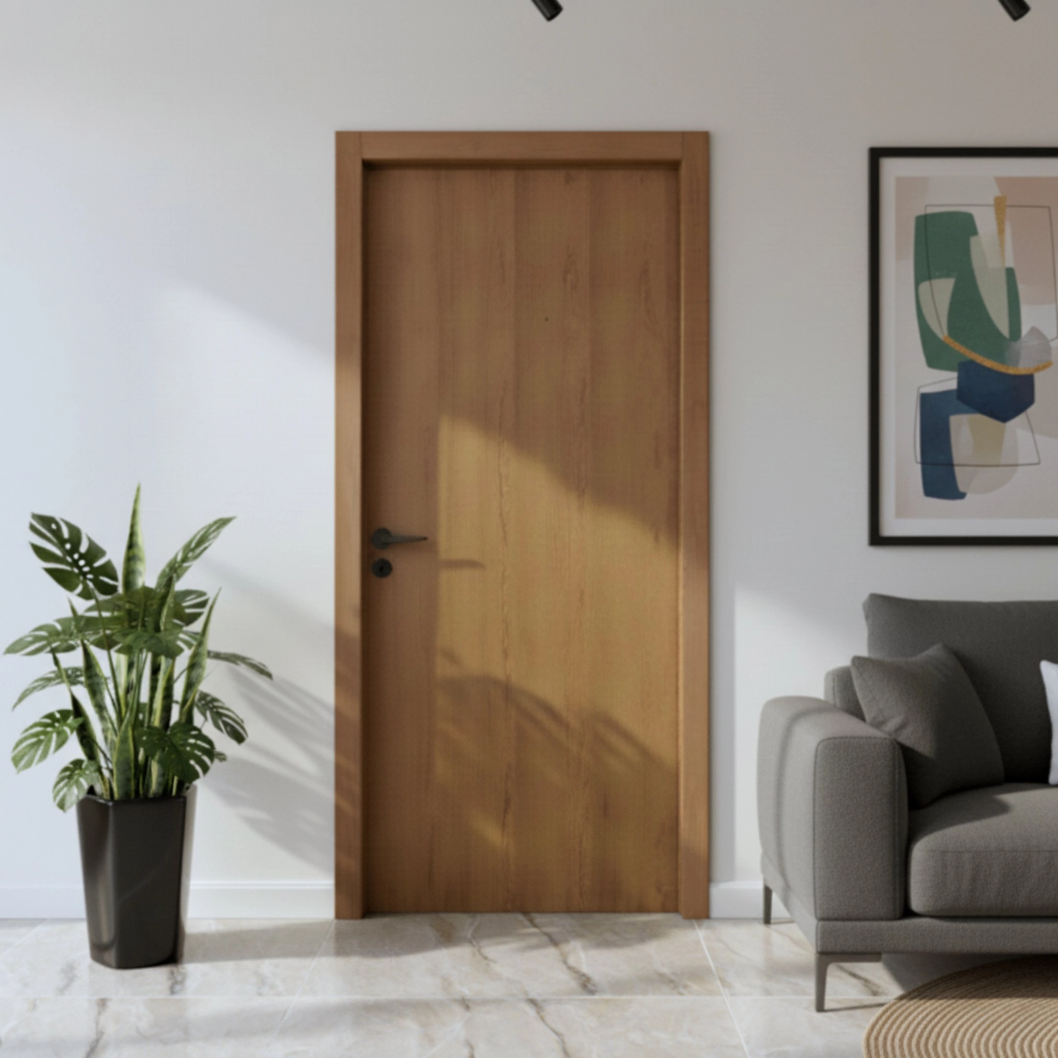 Folha De Porta Lisa Padrão Imbuia 70 Cm X 2,10 Cm Natural