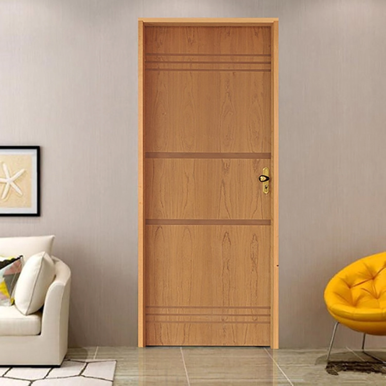 Kit Porta De Madeira 210x62cm Batente 14cm Fechadura Golf Belissima 7 Rodam Abertura Esquerda Imbuia