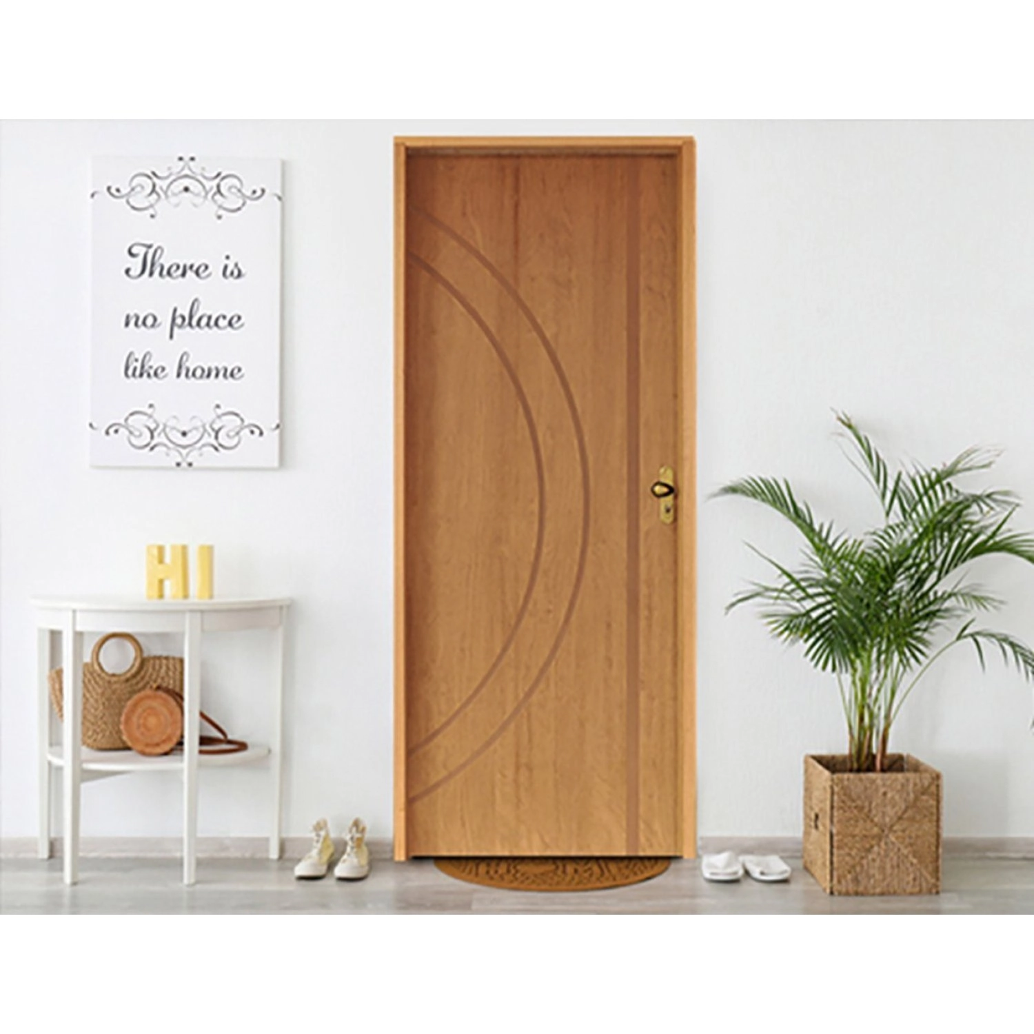 Kit Porta De Madeira 210x62cm Batente 14cm Fechadura Golf Concept 10 Rodam Abertura Esquerda Imbuia