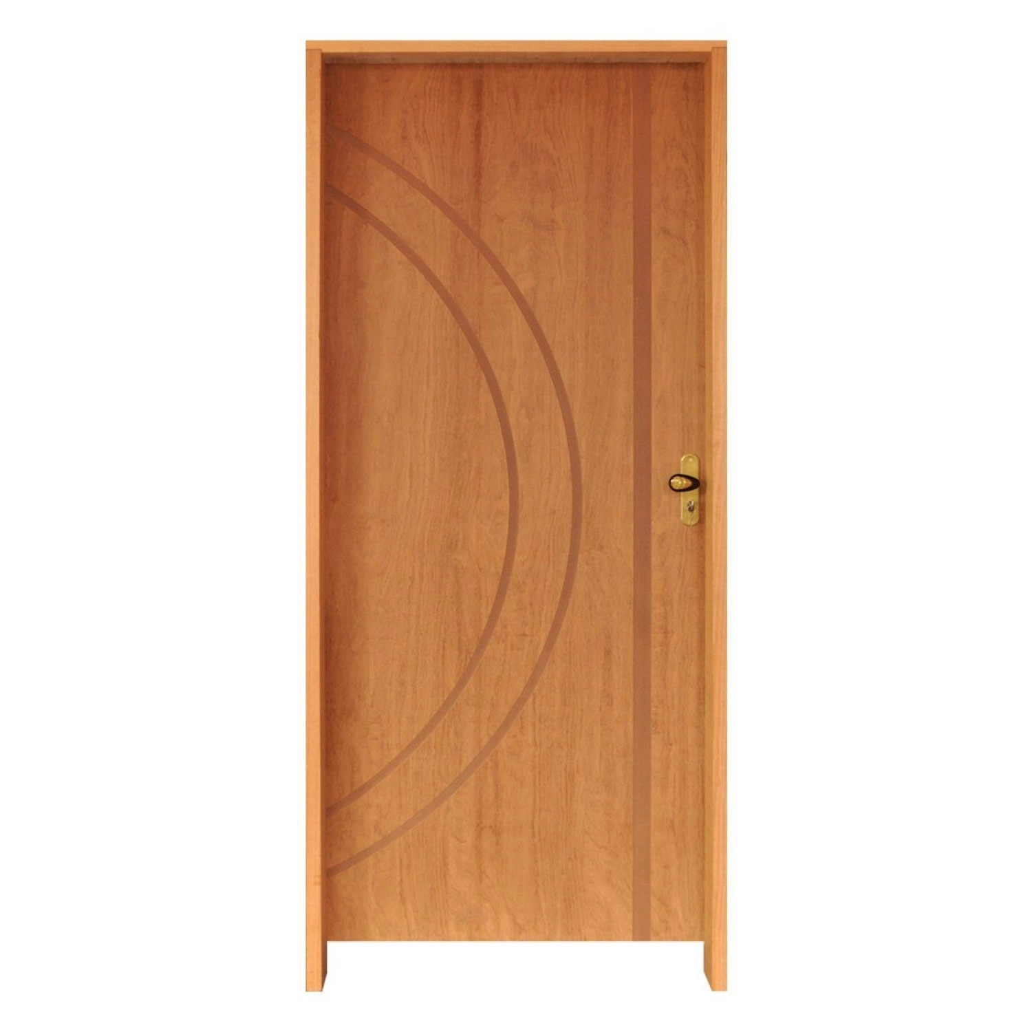 Kit Porta De Madeira 210x72cm Batente 14cm Fechadura Golf Concept 10 Rodam Abertura Esquerda Imbuia