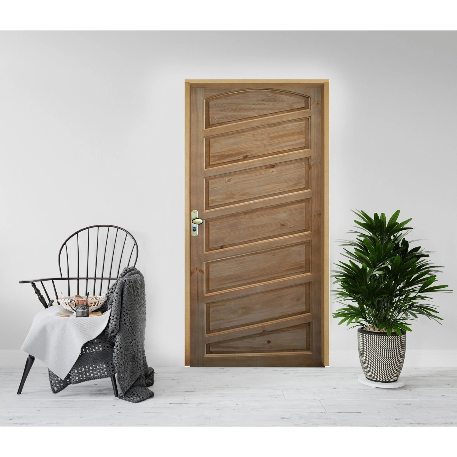 Kit Porta De Madeira 210x82cm Batente 14cm Fechadura Taco De Golf Externo Mirabela Hale Esquadrias Imbuia