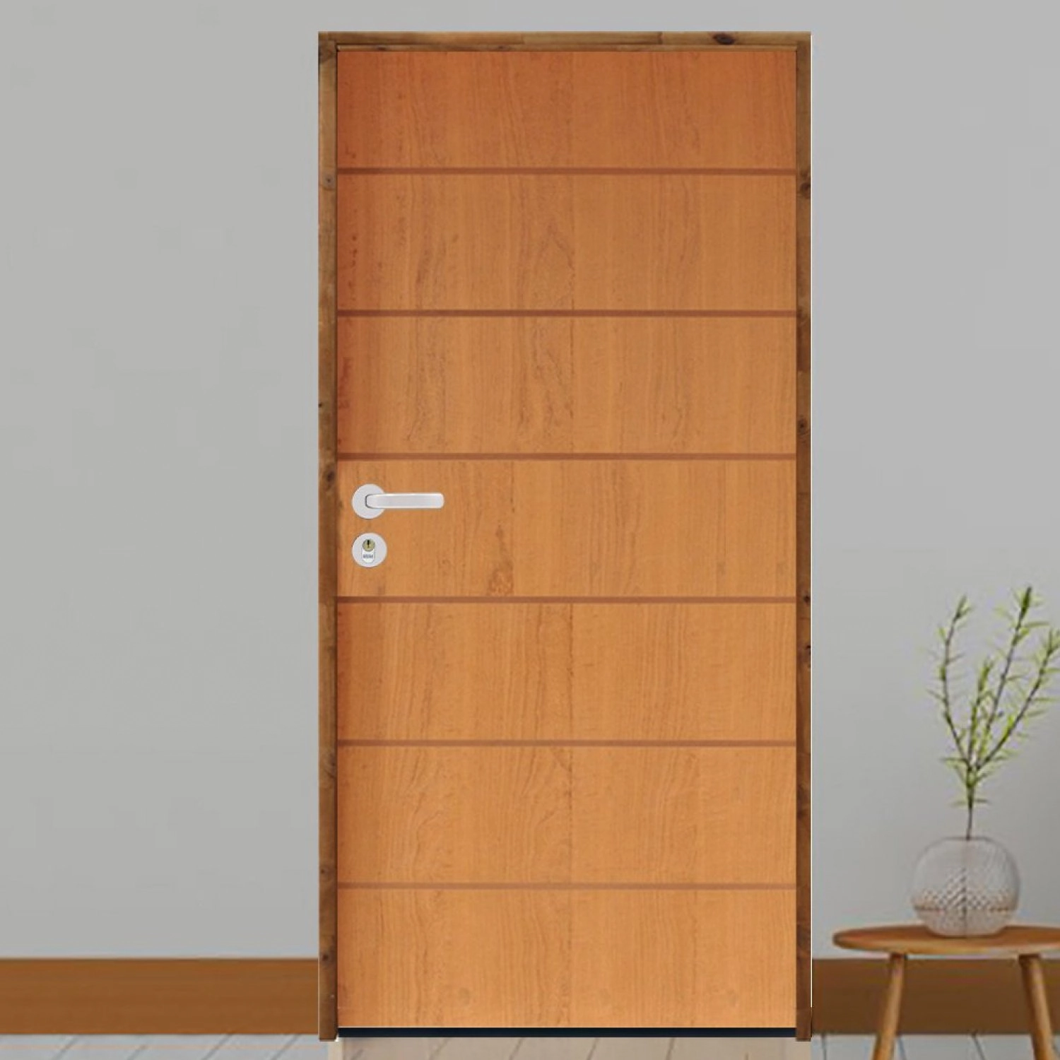 Kit Porta De Madeira 210x62cm Batente 9cm Fechadura Stilo Belissima 2 Rodam  Imbuia