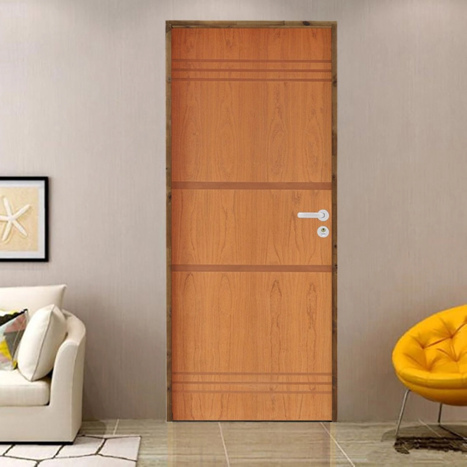 Kit Porta De Madeira 210x62cm Batente 9cm Fechadura Stilo Belissima 7 Rodam Abertura Esquerda Imbuia