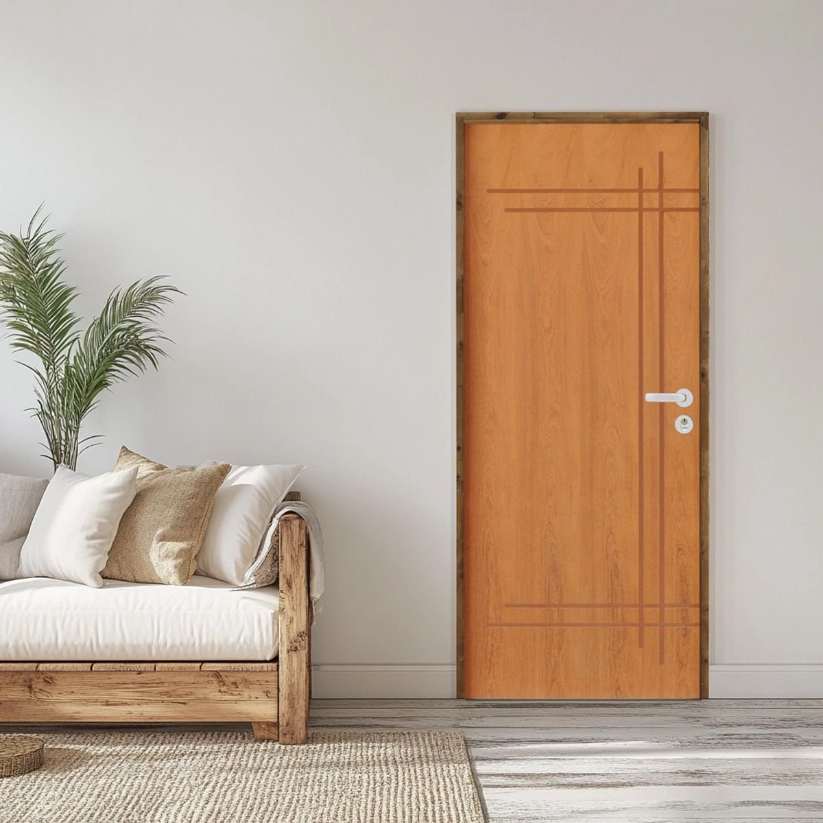 Kit Porta De Madeira 210x62cm Batente 9cm Fechadura Stilo Belissima 9 Rodam Abertura Esquerda Imbuia