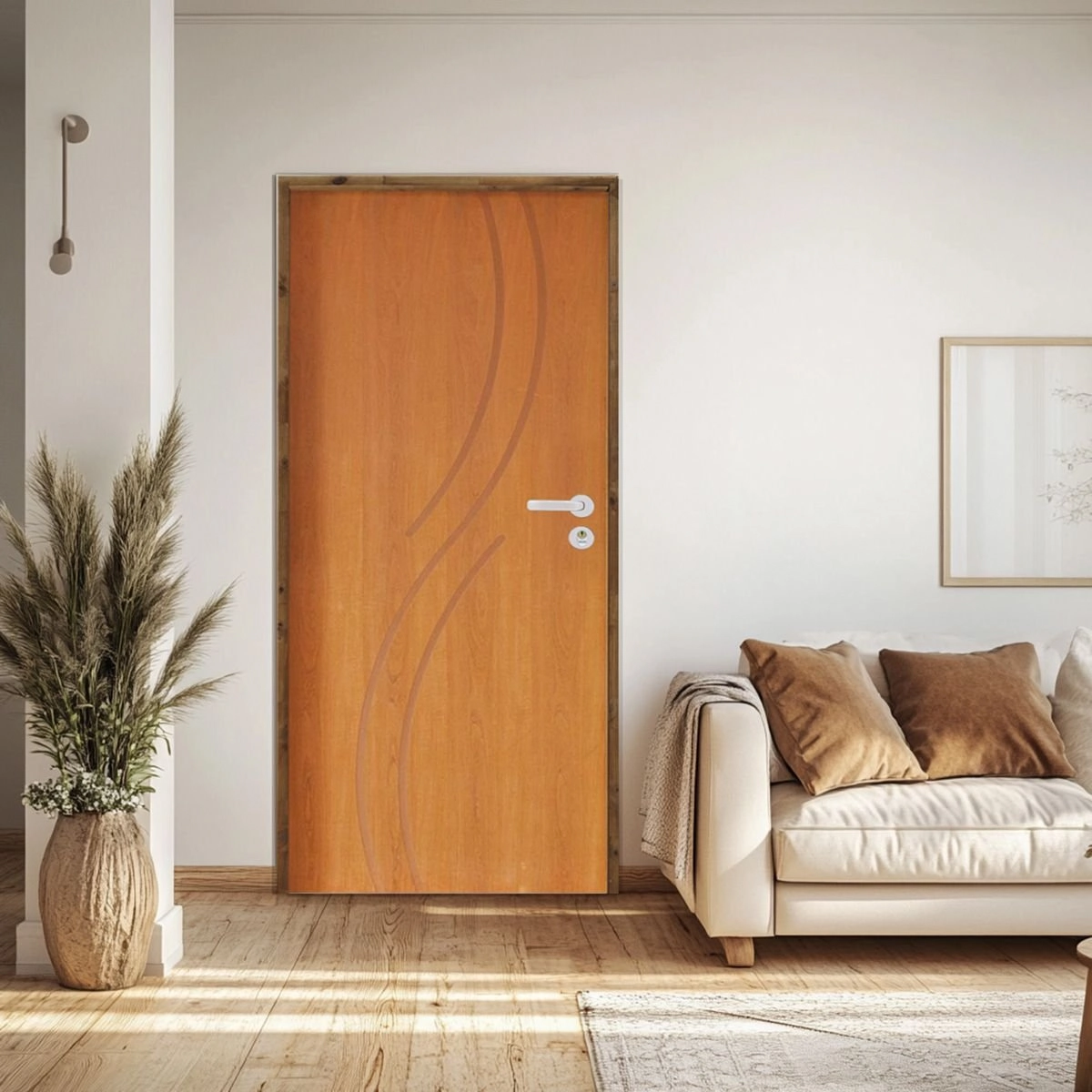 Kit Porta De Madeira 210x62cm Batente 9cm Fechadura Stilo Concept 9 Rodam Abertura Esquerda Imbuia