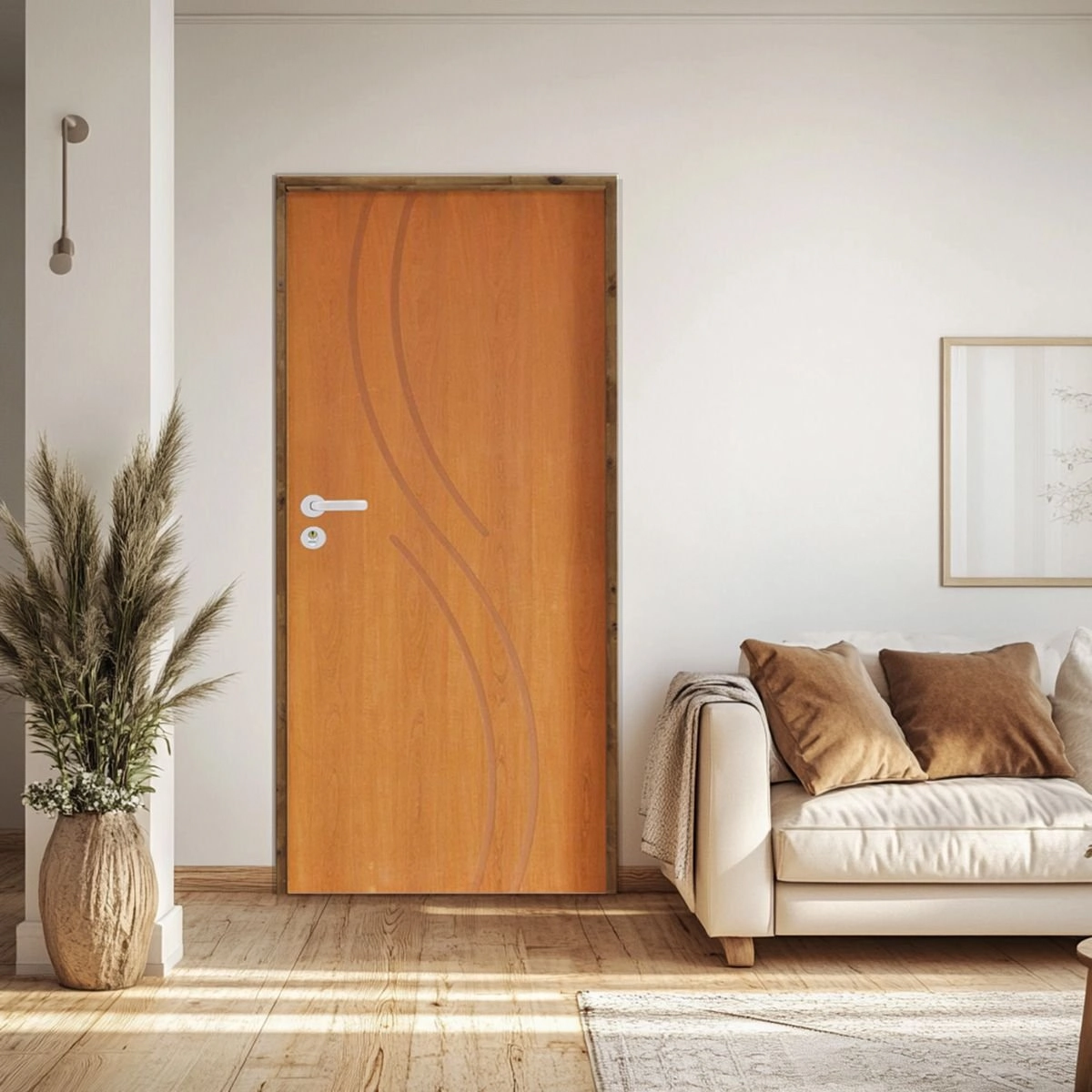 Kit Porta De Madeira 210x62cm Batente 14cm Fechadura Stilo Concept 9 Rodam Abertura Direita Imbuia