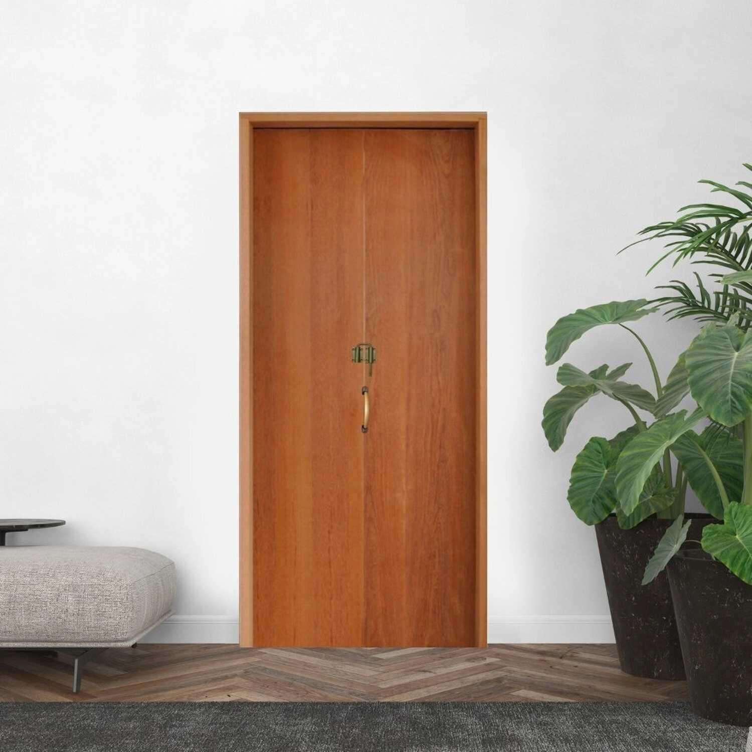 Porta Camarão Lisa Padrão Imbuia Batente Ecológico 14 Com Fecho Injetron 72 X 210 Esquerdo Natural