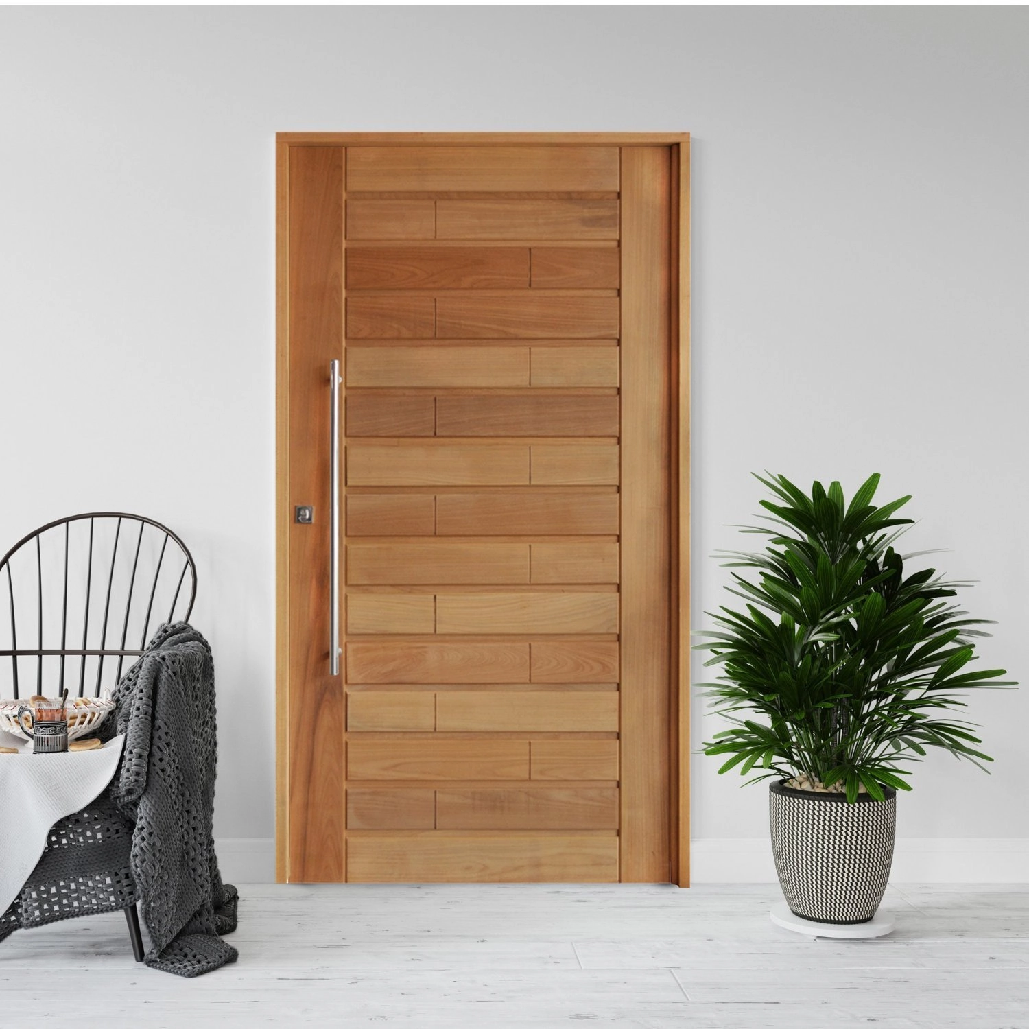 Kit Porta De Madeira 210x140cm Batente 14cm Fechadura 803 Rolete Roma Hale Esquadrias Cedro