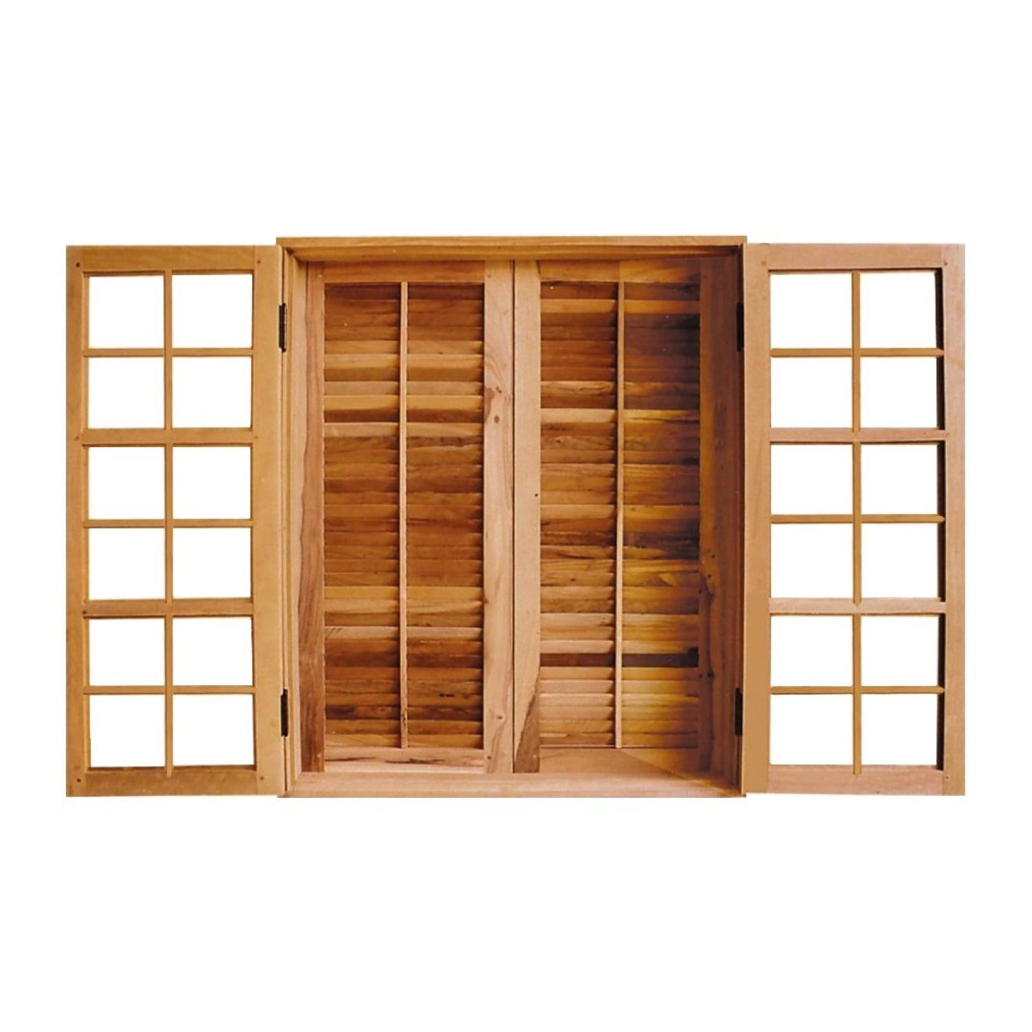 Janela De Madeira De Abrir 100x120cm 4 Folhas Rodam Imbuia