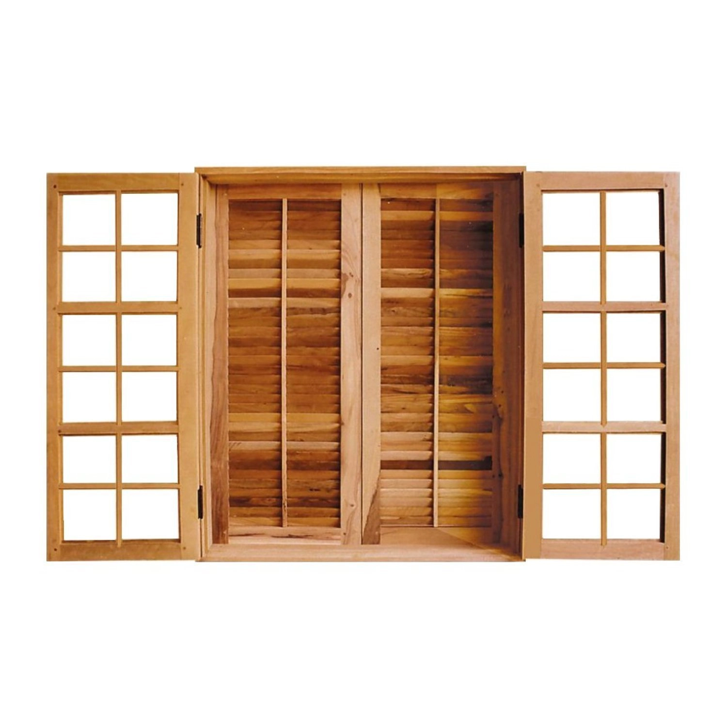 Janela De Madeira De Abrir 140x120cm 4 Folhas Rodam Imbuia