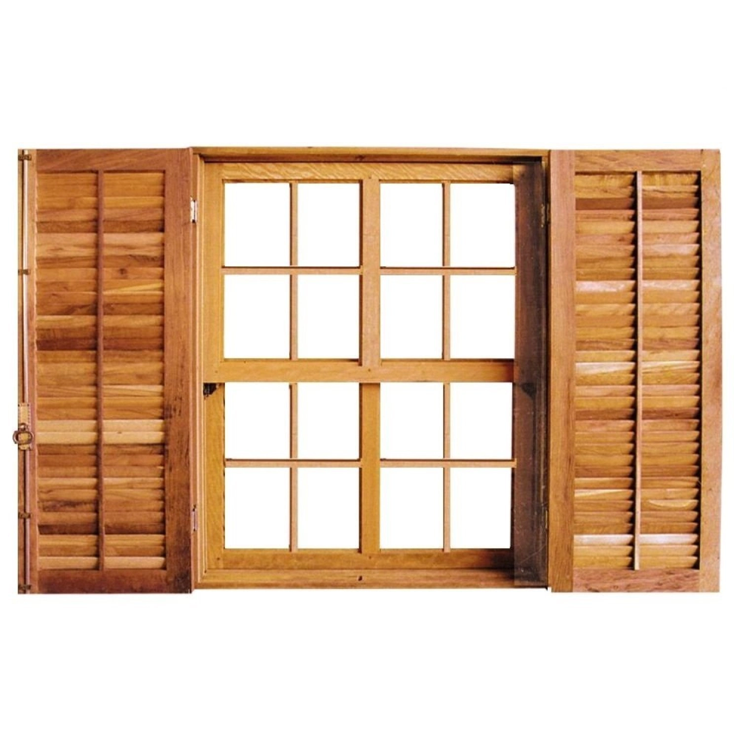 Janela De Madeira Guilhotina 140x120cm 4 Folhas Rodam Imbuia
