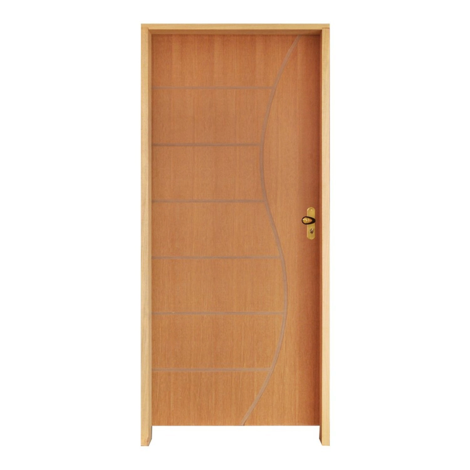 Kit Porta De Madeira 210x82cm Batente 14cm Fechadura Golf Belissima 12 Rodam  Imbuia