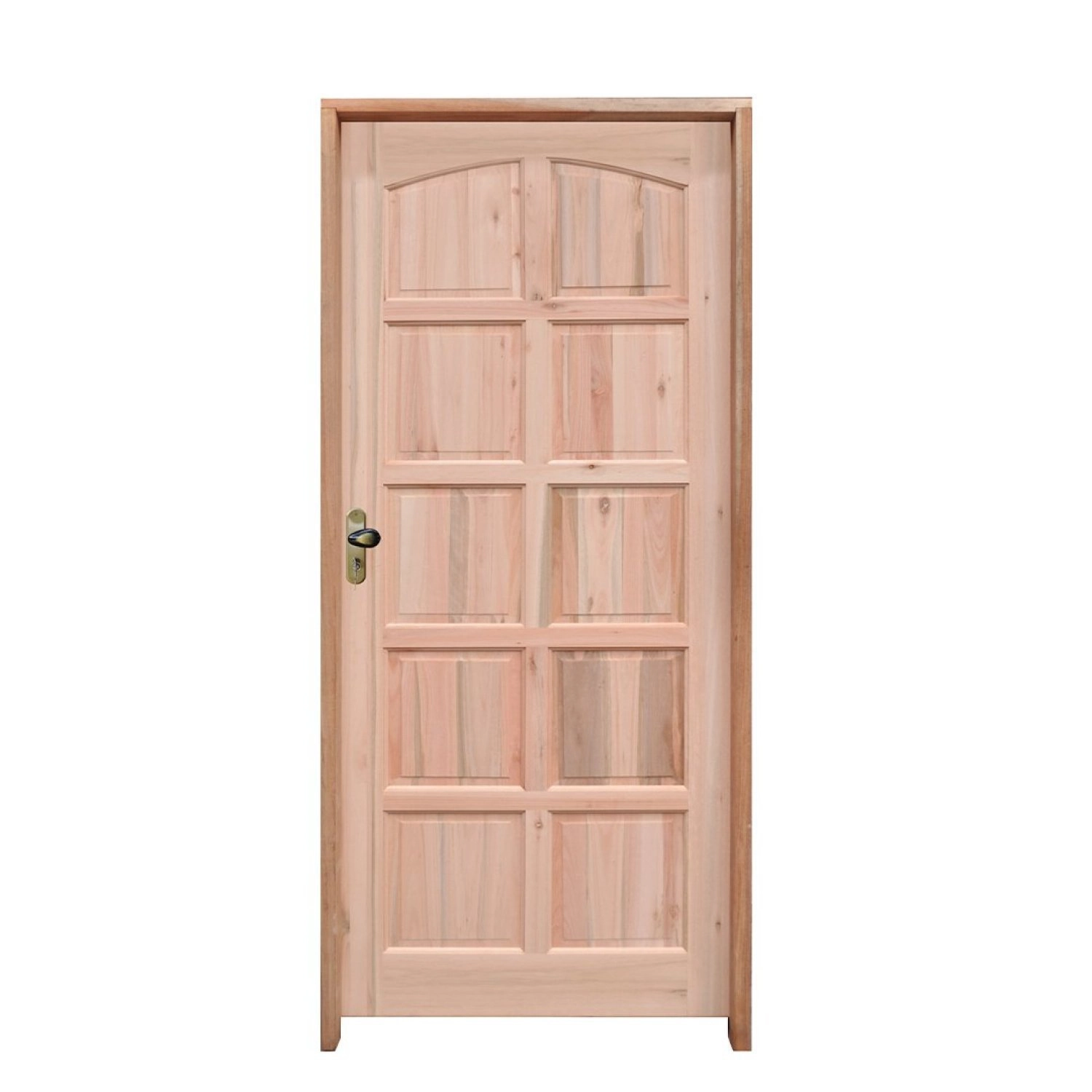 Kit Porta De Madeira 210x82cm Batente 11cm Fechadura Golf Rodam Abertura Direita Eucalipto