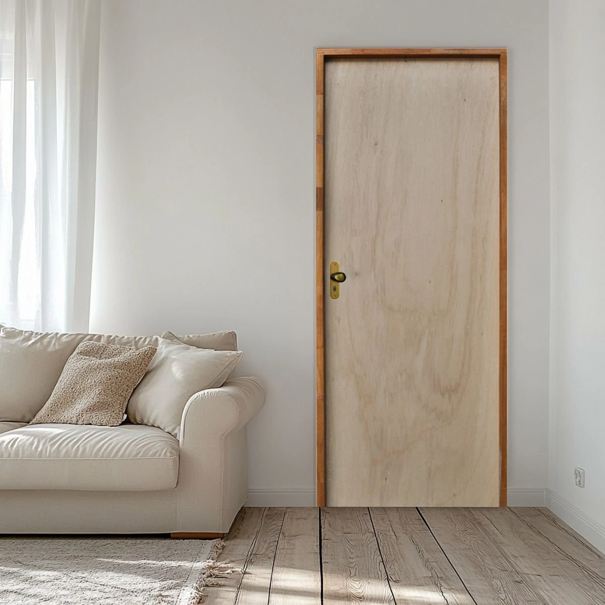 Porta Lisa Mescla 210x60 Batente 09 Cm Fechadura Externa Taco De Golf Rodam Abertura Direita Mescla