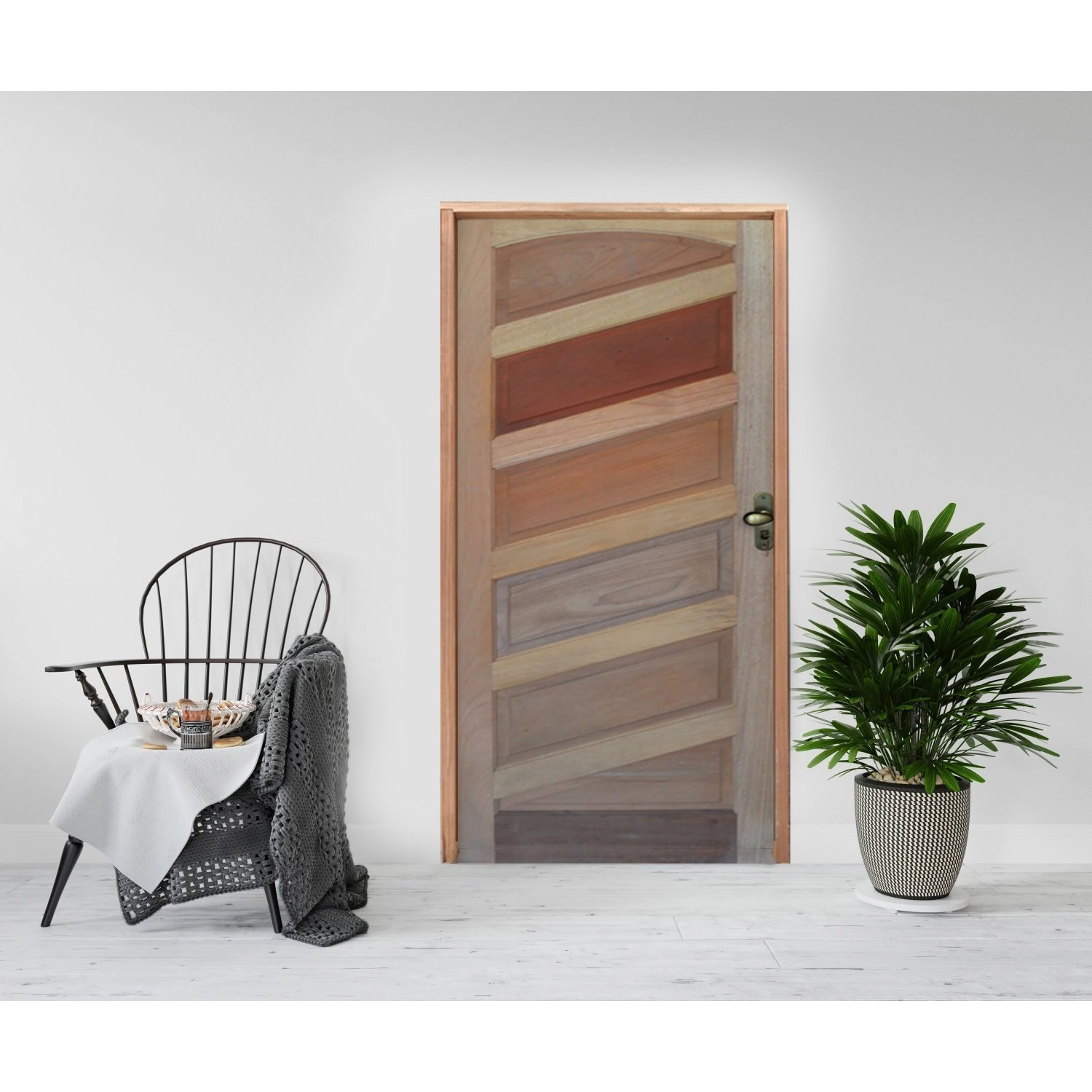Kit Porta De Madeira 210x72cm Batente 11cm Fechadura Golf Rodam  Padrão Cedrinho