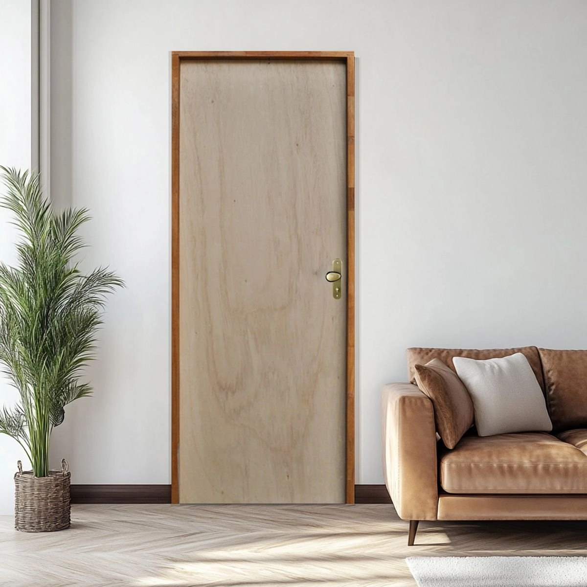 Porta Lisa Mescla 210x90 Batente 09 Cm Fechadura Wc Taco De Golf Rodam Abertura Esquerda Mescla