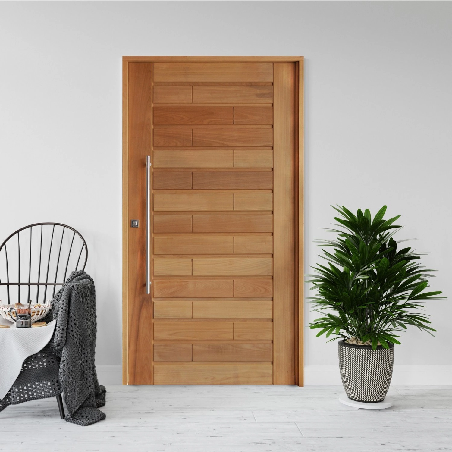 Kit Porta De Madeira 210x102cm Batente 14cm Fechadura 803 Rolete Roma Hale Esquadrias Cedro