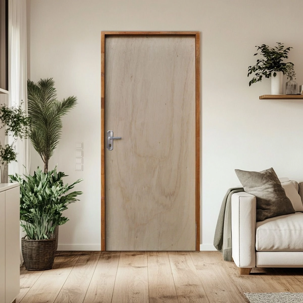 Kit Porta De Madeira 210x70cm Batente 14cm Fechadura Alavanca Rodam Abertura Direita Mescla