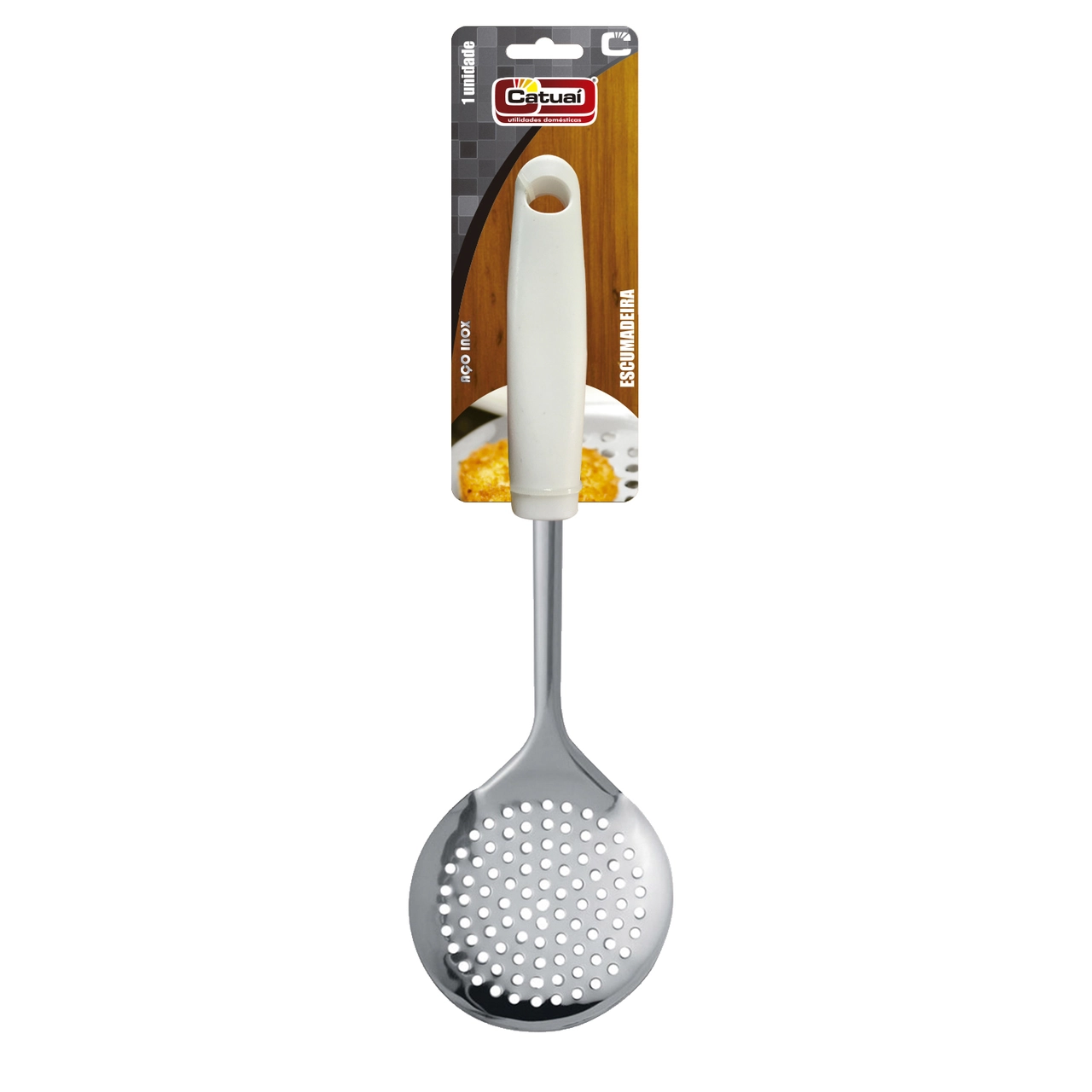 Escumadeira Inox 33cm Cabo Branco