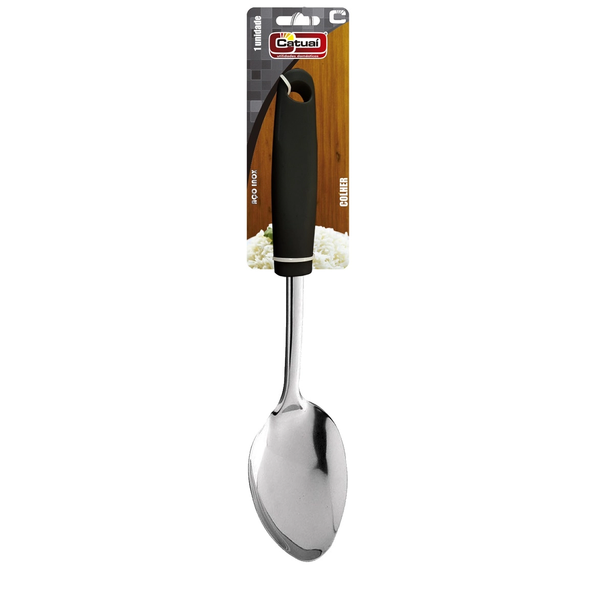 Colher Inox 33cm Cabo Preto