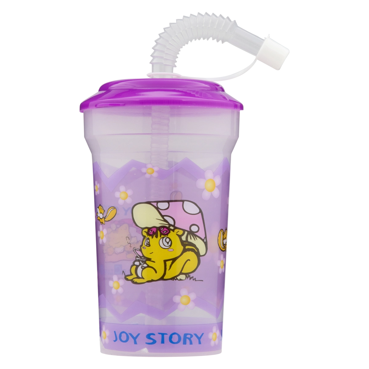 Copo Com Tampa E Canudo Plástico 410ml Joy Story