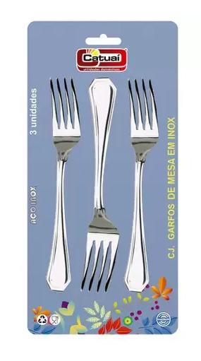 Conjunto 3 Garfos De Mesa Em Inox Catuai