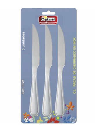 Conjunto Com 3 Facas De Churrasco Em Inox Catuai