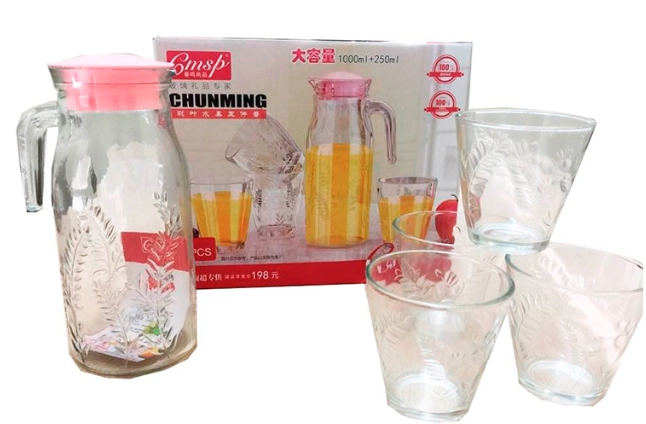 Conj 5 Pecas Jarra 1l 4copos 250ml