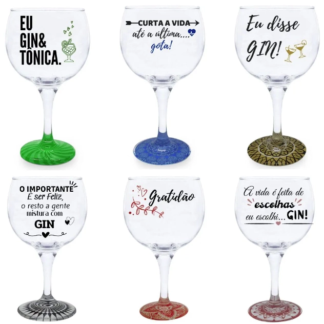 Taca Gin 600ml Frases Sortidas
