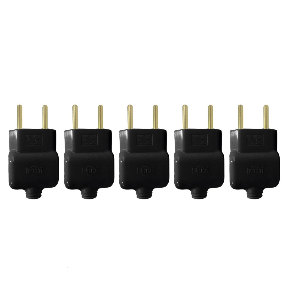 Kit 5 Plug Tomada Macho Pino Prensa Cabo 2p Preto 20a 250v