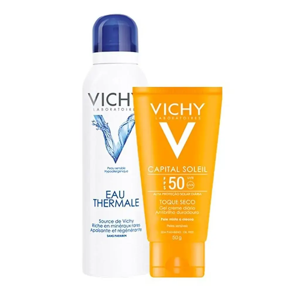 Vichy Kit De Verão C/ 1 Capital Soleil Gel Creme Facial Toque Seco Vichy Fps 50 1 água Thermal Vichy