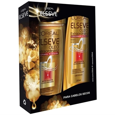 Kit Shampoo Condicionador Loréal Paris Elseve óleo Extraordinário Nutrição 200ml Cada