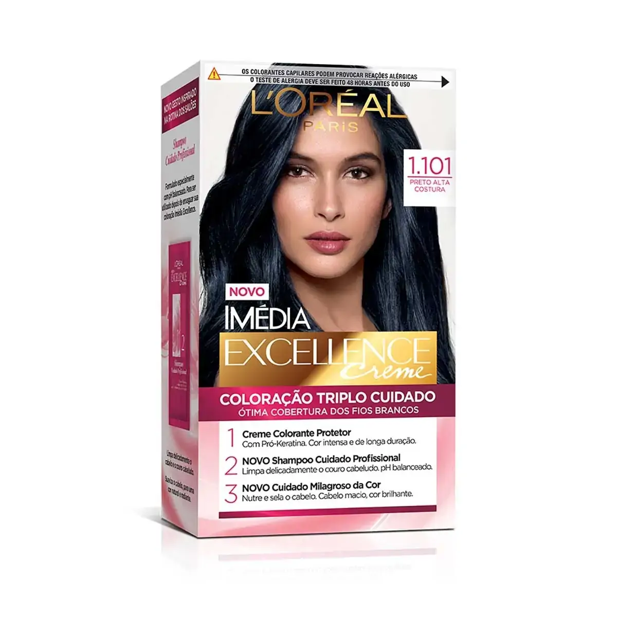 Tintura Permanente Imédia Excellence Creme 1.101 Preto Alta Costura 1 Unidade