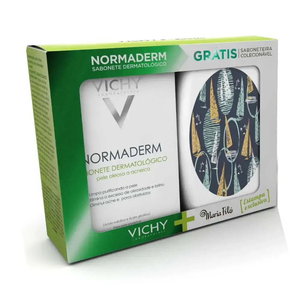 Normaderm Sabonete De Limpeza Facial Anti Imperfeições Vichy Saboneteira Estampada