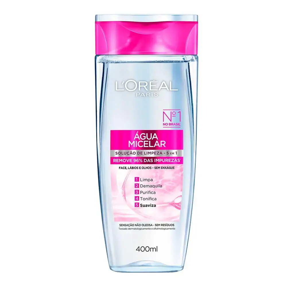 água Micelar Solução De Limpeza Loréal Paris Frasco 400ml Embalagem Econômica