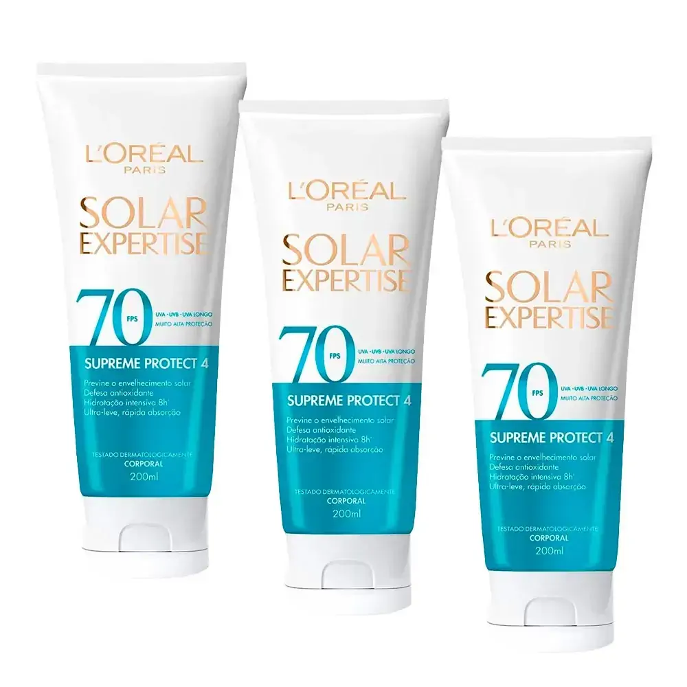 Protetor Solar Supreme Protect 4 Corpo E Rosto Fps 70 Loréal Paris Solar Expertise Bisnaga 200ml