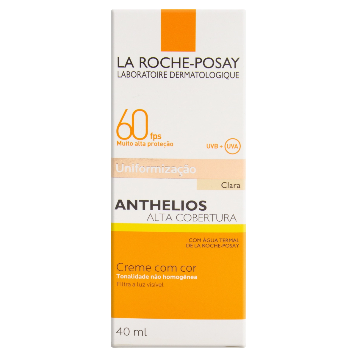 Protetor Solar Alta Cobertura Com Cor Fps 60 Sem Perfume Clara La Roche Posay Anthelios Caixa 40ml