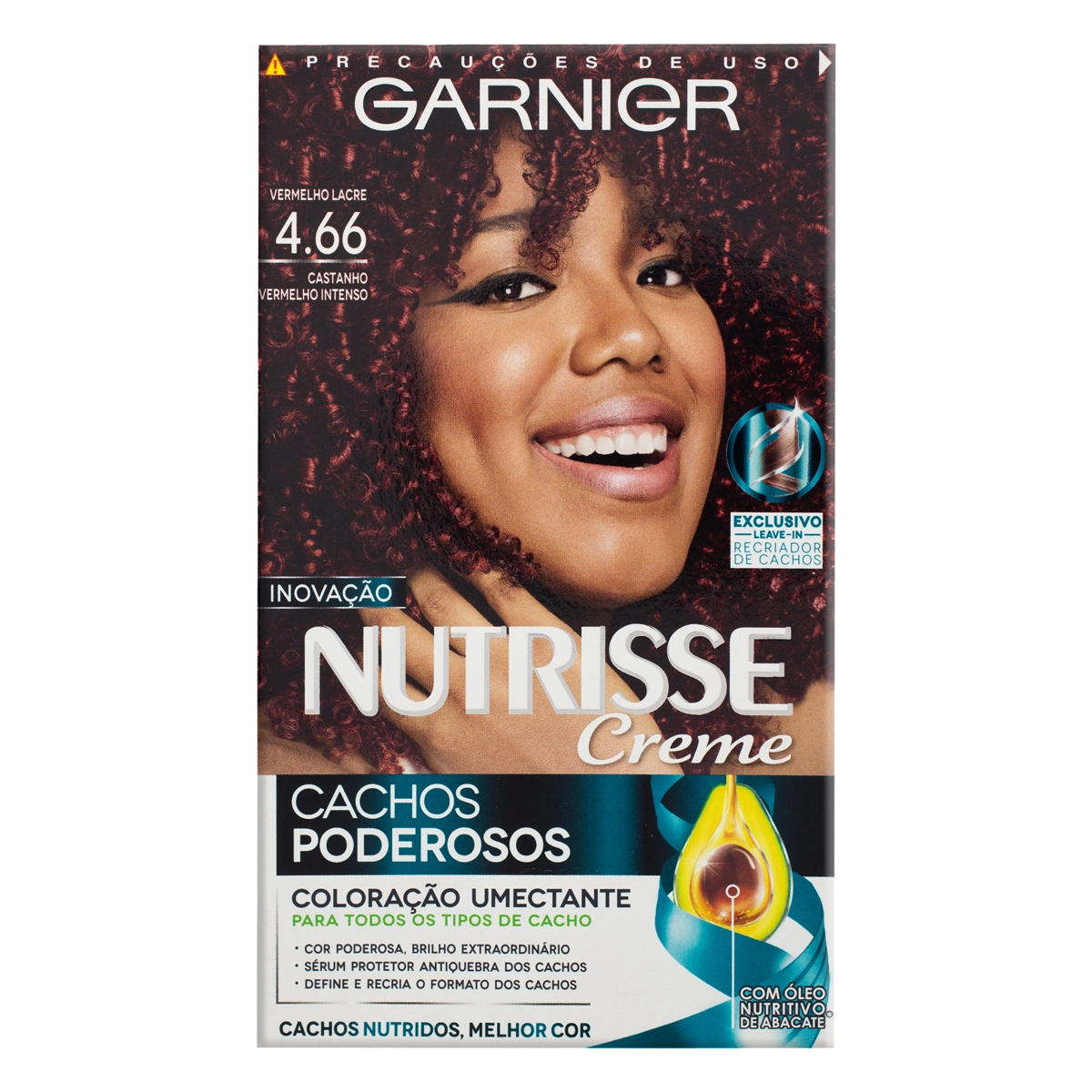 Kit Coloração Umectante Creme 4.66 Vermelho Lacre Garnier Nutrisse Cachos Poderosos