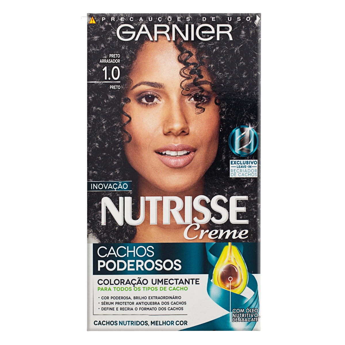 Kit Coloração Umectante Creme 1.0 Preto Arrasador Garnier Nutrisse Cachos Poderosos