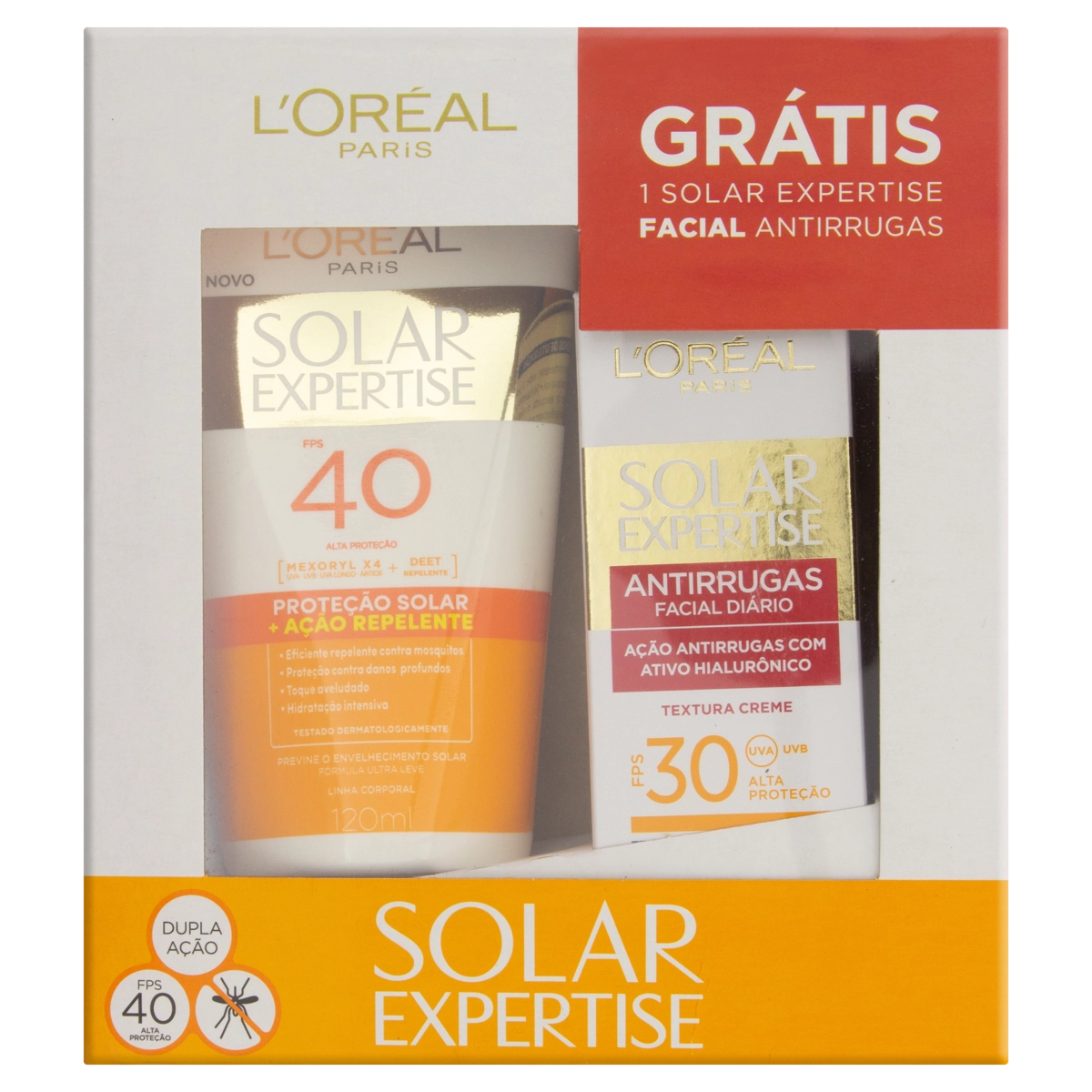 Protetor Solar Ação Repelente Corporal Fps 40 120ml Grátis Protetor Solar Antirrugas Facial Fps 30 2